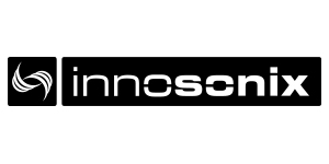 innosonix GmbH Logo mit Icon in Schwarz und Weiß