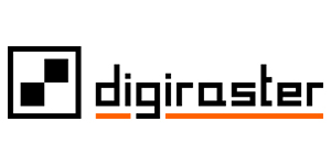 digiraster Logo mit Icon in Schwarz mit rotem Unterstrich