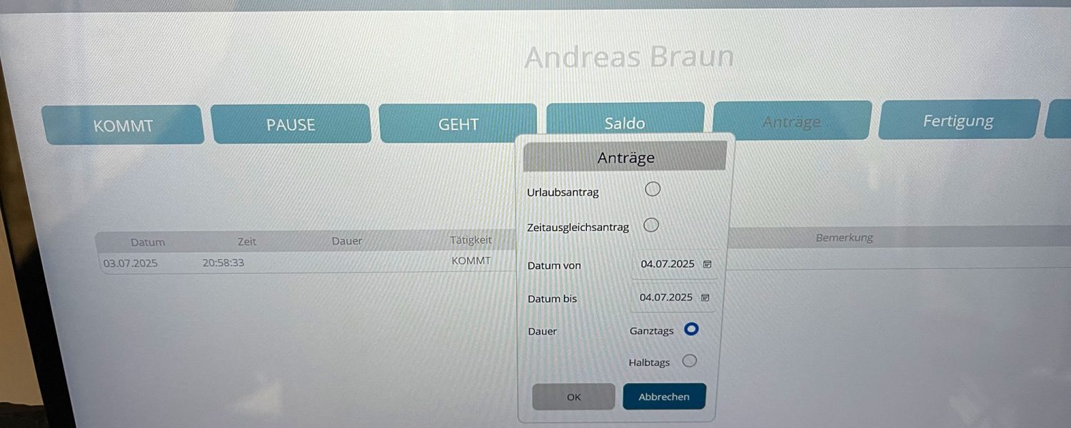 Symbolbild ERP System Modul Zeiterfassung